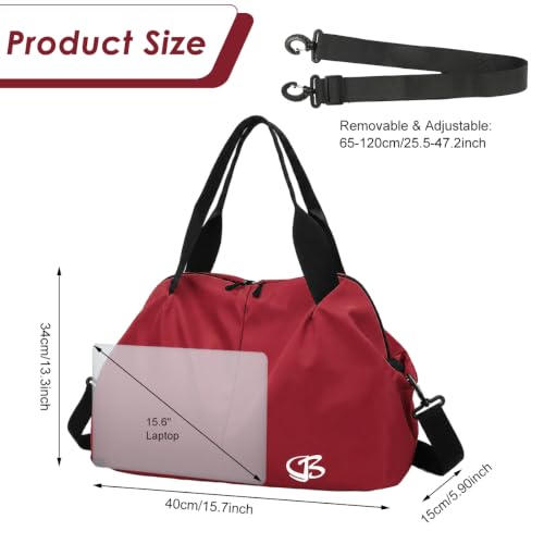 Image of PALAY Gym Bag for Women Small Red Oxford Cloth Travel Bag with Wet Compartment Lightweight Waterproof Sports Duffle Bags for Women