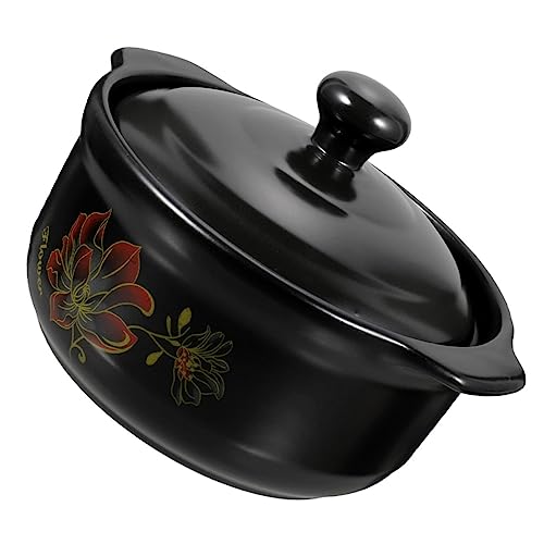 DECHOUS Casseruola in Doppi Manici Casseruola per Uso Pentola per Cucinare Zuppe e Porridge Adatta per Brasare Pollo e Stufati Materiale Ceramico Resistente al