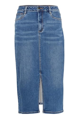 Jupe en jean taille haute KAFFE silhouette crayon moulante midi
