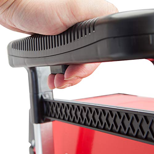 BIG RED TRJF-C305ABD Torin Garage Workshop Organizer: Portable Steel and Plastic Stackable Rolling Upright Trolley Tool Box with 3 Drawers, Red