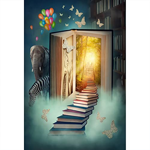 Aoihrraan 2,5x3m Magia Libro Fotografia Sfondo Fantasia Libri Scale a Castello Farfalla Nebbioso Paese delle meraviglie Sfondo Baby Doccia Banner Bambino Neonato Arte Ritratto Foto Oggetto di scena