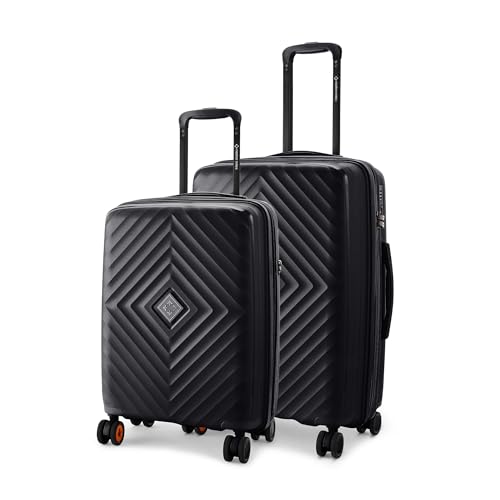 Nasher Miles Antwerp Hard-Sided Polypropylene Luggage Set of 2 | 55cm & 65cm | TSA Lock 8 Wheels & Expander Small & Medium Trolley Bag for Travel | Suitcase (Black)