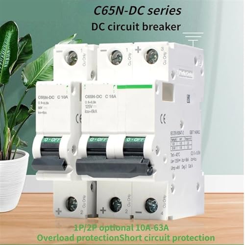 Interruptor de aire tipo carril C65N-DC para la seguridad de su red solar doméstica 2P 2