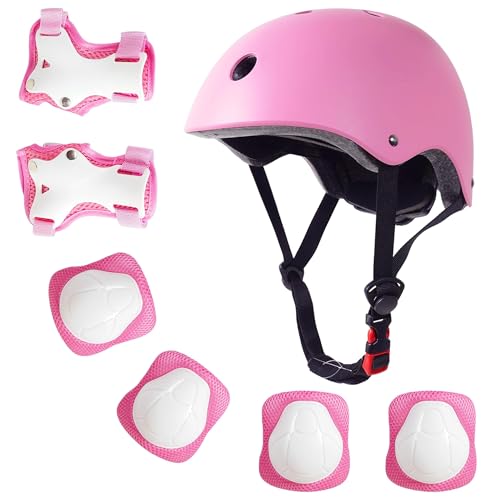 RoyalBaby Kids Helmet and Pads Set for Kids 3-5 Years, Adjustable Protective Gear with Elbow and Knee Pads for Multi-Sports, Three Colors Available