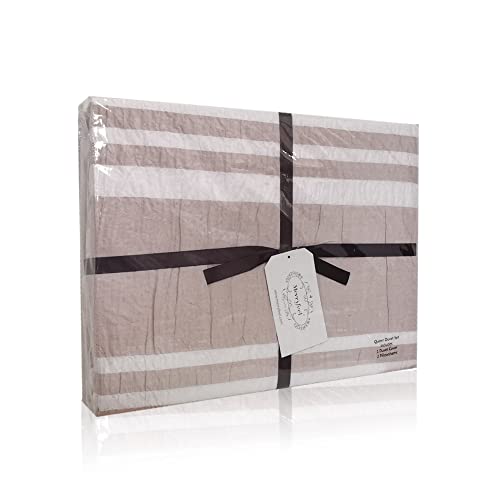 Merryfeel Seersucker Duvet Cover Set King Size,100% Cotton Seersucker Duvet Cover Set,Blue Striped Bedding Set,3 Pieces - King Blue #TOP7