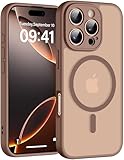 Helssitot für iPhone 16 Pro Hülle mit Magsafe, Militär-Grade Stoßfest Kratzfest Anti-Fingerabdruck Magnetisch Rückseite Matt Handyhülle für iPhone 16 Pro 6,3 Zoll,Braun