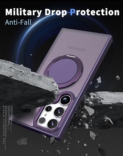 Image of iFAST Premium Back Cover Case Compatible with Galaxy S24 Ultra Soft Shokproof TPU and Hard Polycarbonate (PC) (360 rotatable Ring | Purple)