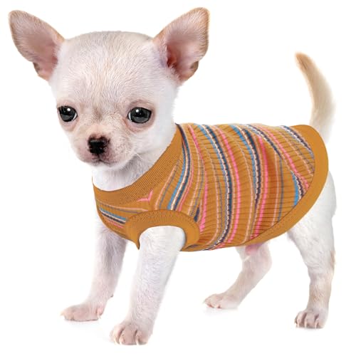Image of Elevate Your Pet's Comfort and Fashion: Premium 100% Cotton Rib Dog Shirt Vest for Small Breeds Like Chihuahuas, Yorkies, and Puppies .Year-Round Style with Tank-Style Puppy Attire Ginger XX-Large