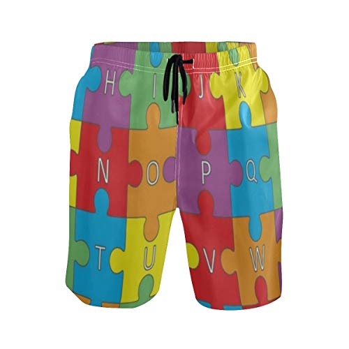 Preisvergleich Produktbild LISNIANY Badehose für Herren,Mehrfarbiges Alphabet Buchstaben Puzzle Kinder pädagogisch,Badeshorts für Männer Surfen Strandhose Schwimmhose(XL)