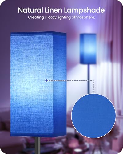 Image of Floor Lamp, Pole Lamp with Foot Switch, Modern Standing Lamp Shade, Minimalist Freestanding Lamp (Bulb Not Included), for Living Room, Bedroom Office ETL Listed, Blue and Black U07LD05