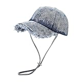 xbiez Coole Baseballmütze mit abgenutzten Krempen für Damen und Jugendliche, passend für Frühlings-Sonnenhut für Streetwear und Outdoor-Aktivitäten, blau, 5 5/8-6 1/8