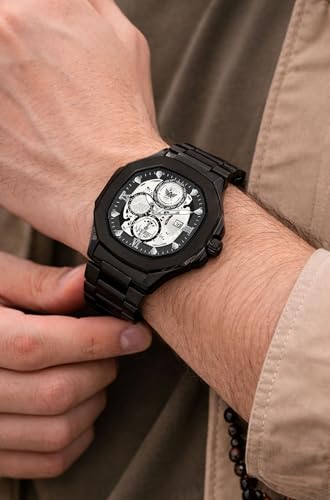 Image of Godfather Square Chrono Look New Golden Date Working Stainless Steel Strap Boys Analog Watches