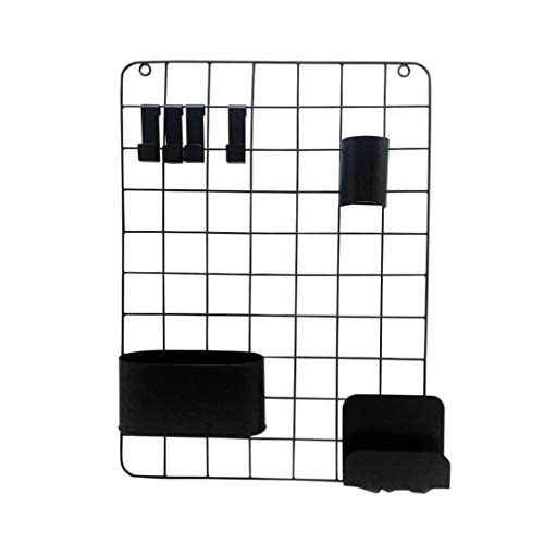LaLe Living Grille murale DEPO en fer noir pour ranger stylos, blocs-notes, stylos et cartes postales, 60,5 x 45 cm