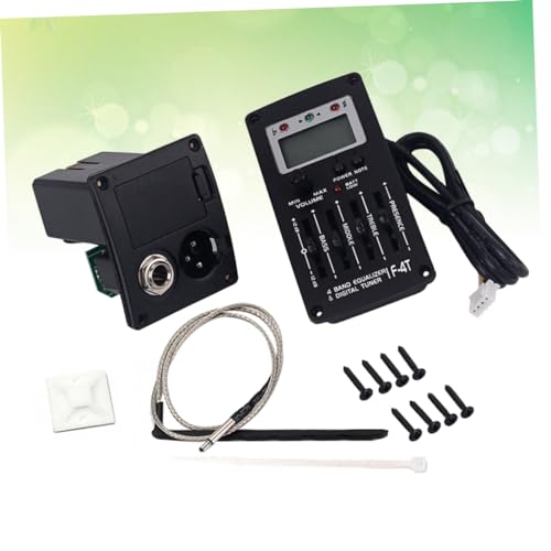Ecualizador Preamp de 4 Bandas para Guitarra Acústica con Afinador LCD y Control de Volumen, Pickup Piezo Negro para Guitarras Folk, con Controles de Graves, Medios, Agudos y Presencia miniatura 2