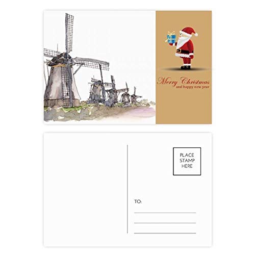 Cartes postales à moulin à vent en Hollande Père Noël en lot de 20 pièces