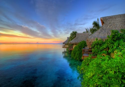 Fondo Fotográfico Tela 7x5 pies Bora Bora Atardecer miniatura 1