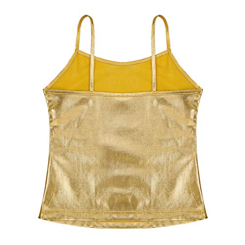 Moily Girls Shiny Metallic Camisole Cami Tank Top Tee Dance Sports Vest Shirts Casual Undershirts4