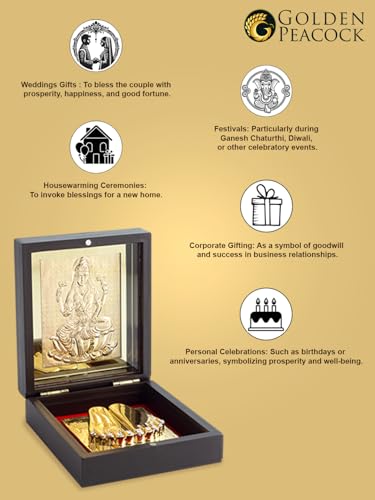 Image of 24K Gold Polished Brown and Gold Color Shree Laxmi Matay Small Pooja Box | Ideal Gift for Hindu Religious, Family and Friends, Corporate Gifts etc... | Worship, Gifting, and Spiritual Blessings.