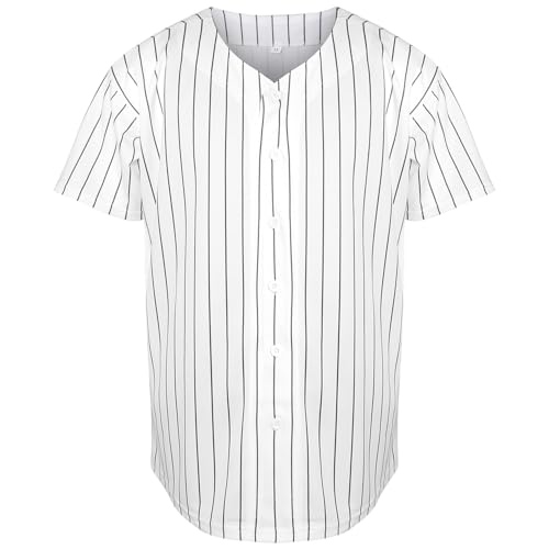 Camiseta de Béisbol Negra con Rayas Blancas, Botones y Manga Corta para Deportes y Uso Casual miniatura 3