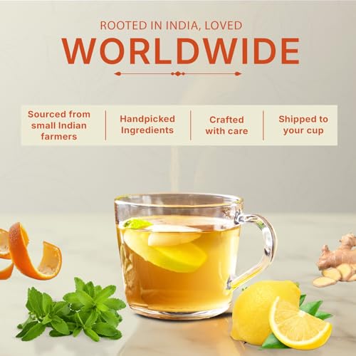 Image of Lemon Ginger Green Tea Loose Leaf (100gm /3.5oz), Makes Upto 50 Servings | Pure Ingredients, Spiced Blend with Cardamom, Ginger & Cinnamon, Rich Aromatic Flavor, Easy to Brew, Anytime Refreshing Tea