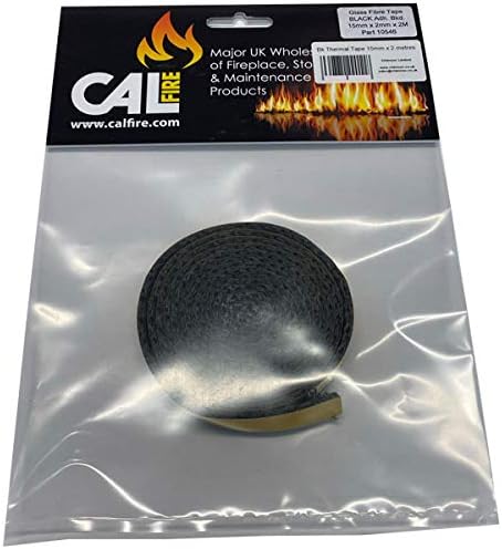 CHIMSOC Black Thermal Self Adhesive Tape for Stove Glass - 15mm x 2mm x 2 Metres