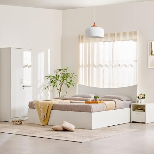 Image of Home Centre Helios Alton Box Storage King Bed with Bedside Table and 2-Door Wardrobe
