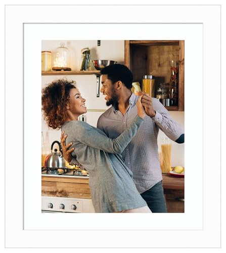 Amanti Art Picture Frame 20x24 Matted to 16x20 Photo Frame, Basic White Narrow Wood Framing for your Wedding Photos, Family Pictures, Diploma, Certificate, Kids Art Gift for Mom or Poster Wall Decor