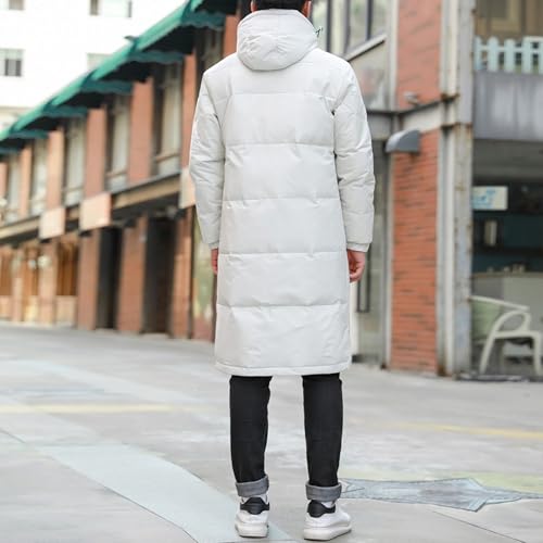 Abrigo largo con capucha de plumón para hombre chaqueta acolchada de invierno casual 3