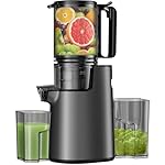 Cold Press Juicer, Masticating Juicer with 5.4" Wide Feed Chute, 350w Slow Juicer Machines Fit Whole Vegetables and Fruits with High Juice Yield, Easy to Clean (Black)