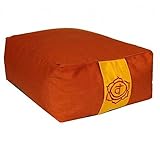 Raum der Stille Meditations und Yoga Kissen rechteckig 38x28x13cm mit Tragegriff Unterseite schwarz Diverse Farben gefüllt mit Buchweizenhülsen nachfüllbar (Orange)