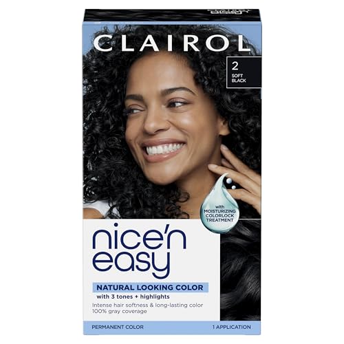 Clairol Nice'n Easy Permanent Hair Dye, 2 Black Hair Color, Pack of 1 - Packaging May Vary