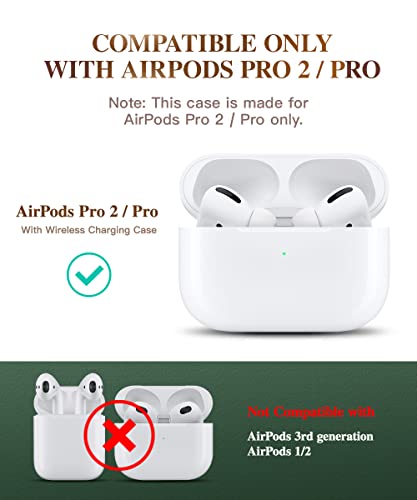 Gviewin For Airpods Pro 2 Case & Airpods Pro Case, Marble Full Body Protective Hard Shell Women Cover With Wrist Strap For Airpods Pro 2Nd Generation Case(2022/2019) [Front Led Visible] (White/Gold) #TOP1