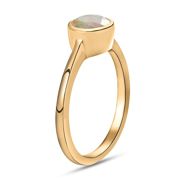 Image of 925 Sterling Silver 18K Gold Plated Birthstone 2 Ct Solitaire Natural Gemstone Ring for Women | Fine Jewelry Gift for Wife, Girlfriend, Sister, Birthday, Anniversary, Rakhi, Rakshabandhan, Valentine's