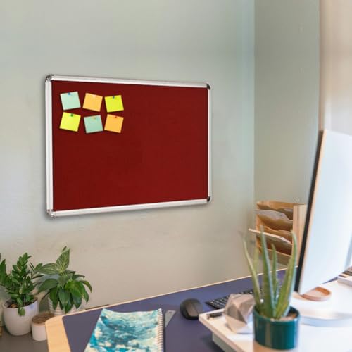 Image of ALKOSIGN Astra Felt Notice Board -MAROON (2 x 6 Feet) |Bulletin Board, Pin-up Board, Display Board, Push pins Board, Announcement Board, Soft Message Board, for School, College, Office, Study Room etc