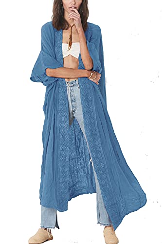 LikeJump Damen Kimono Kaftan Strandkleid Lang Sommerkleid Cardigan Maxi...