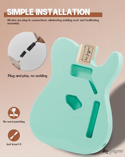 Image of Leo Jaymz DIY TL Style Electric Guitar Kits,Spray-painted Mahogany Body,Maple Neck, including all Components (TL Surf Green New)