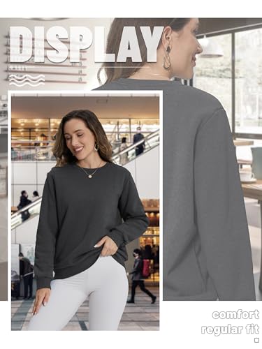 Image of TACVASEN Women's Crewneck Sweatshirt Fleece Lined Sherpa Pullover Winter Shirt Warm Sweaters Long Sleeve Tops