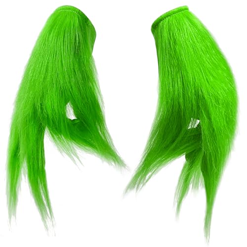 Bnikion Green Monster Gloves for Adults Teens Plush Furry Gloves Halloween Cosplay Party Santa Costume Accessories Christmas Tree Decoration Props