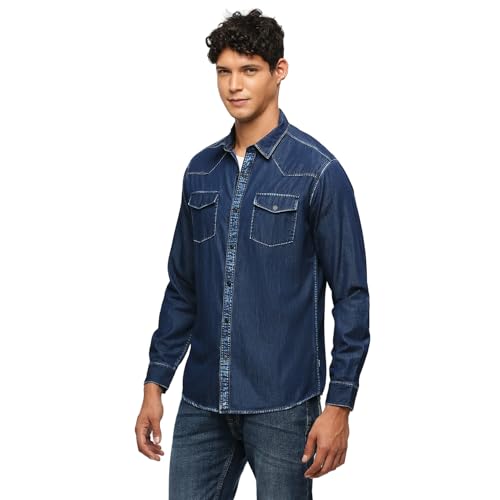 Image of Pepe Jeans Men's Cotton Solid Regular Fit Shirt