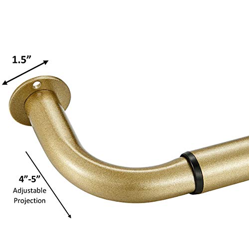 Room Darkening Curtain Rod, Wrap Around Design, Extra-Thick 1-Inch Diameter Single Drapery Rod, Extendable Metal Rod Set Of Window Treatment (28-48", Antique Gold) #TOP1