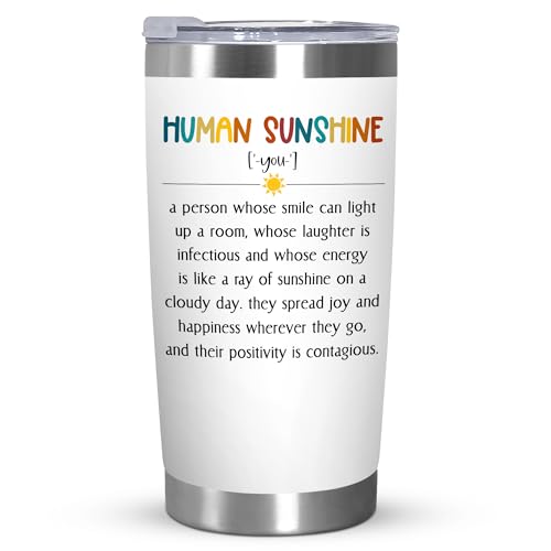 ARVEXO Thank You Gifts for Women Men - Human Sunshine 20 oz Stainless Steel Coffee Tumbler with Lid - Inspirational Appreciation Birthday Gifts for Coworkers, Retirement Gift for Woman
