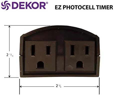 DEKOR Outdoor Light Timer Dusk to Dawn - Waterproof Photocell Sensor with 2 Grounded Outlets for Landscape, Deck, Garden & Christmas Lights, IP63, 1-8 Hour Daily Outdoor Timer