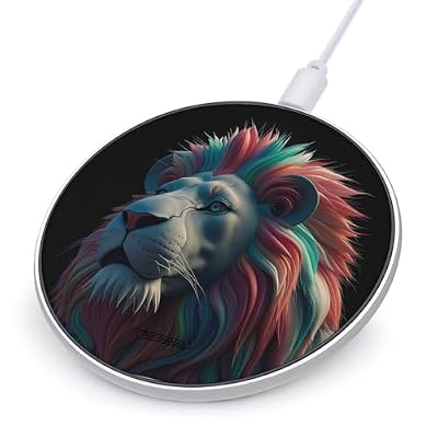 Abstract 3D Art Lion Wireless Charger 10W Portable Fast Wireless Charging Pad Compatible with Phone Slim Charging Station Lightweight Charger Mat Charging Block for Travel Home Office