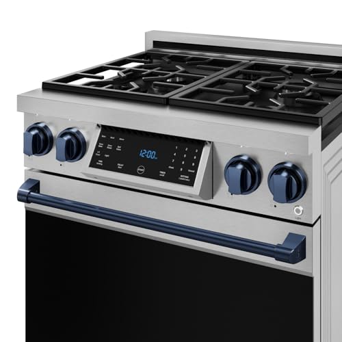 Image of Gordon Ramsay by THOR Kitchen 30 Inch Professional Gas Range with Tilt Panel Touch Control in Stainless Steel /Navy Blue