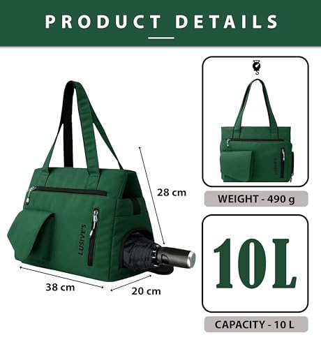 Image of Lusive's 10L Compact Handbag for Women: Stylish Design with Multiple Pockets, 3 Compartments, Premium Polyester Material (Black & Grey)