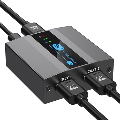 �y8K 4K 144Hz�zHDMI ���z�� 1����2�o�� �����o�� SP907 HDMI2.1 �X�v���b�^�[ 2��� 2���z 2�o�� HDMI Splitter ���� HDCP2.3�Ή� ���z�@ PC PS5 PS4 PS4Pro �J���� BD Playe