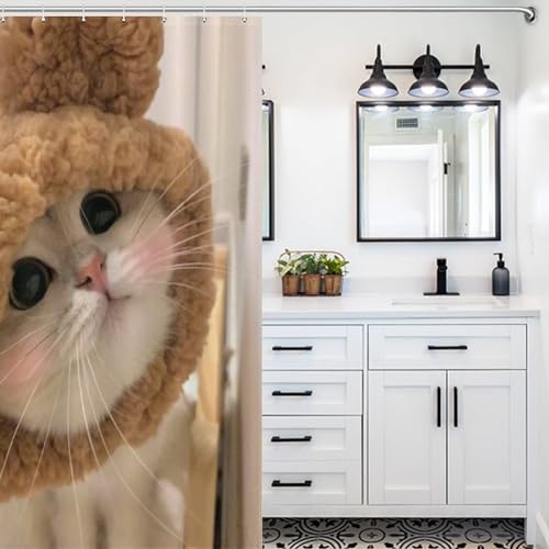 Rideau de douche chat mignon imperméable 140x183cm contre l'humidité - 5