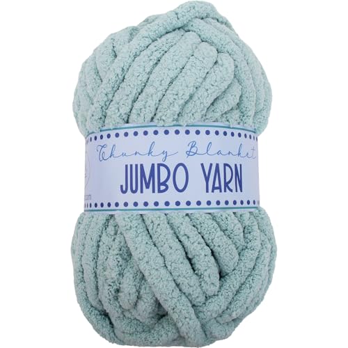 Image of ThreadArt Chunky Chenille Yarn for Hand Knitting, Jumbo, Light Green | Soft jumbo chenille yarn for hand knit and crochet. Make blankets, plushies & crochet projects. DIY quick projects.