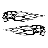 KIMISS Sticker , 2Pcs Universal Motorcycle Gas Skeleton Flames Badge Decal Stickers (Black) Flame for Motorcycles