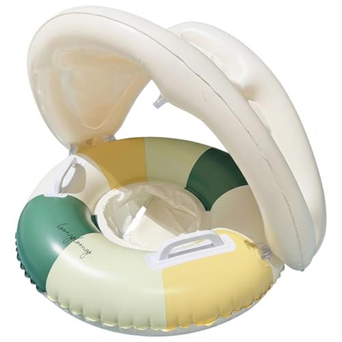 Baby Float with Canopy - UPF Sun Shade & Secure Seat for Pool Lake & Beach - Inflatable Baby Swimming Float for Infants 6-12 Months